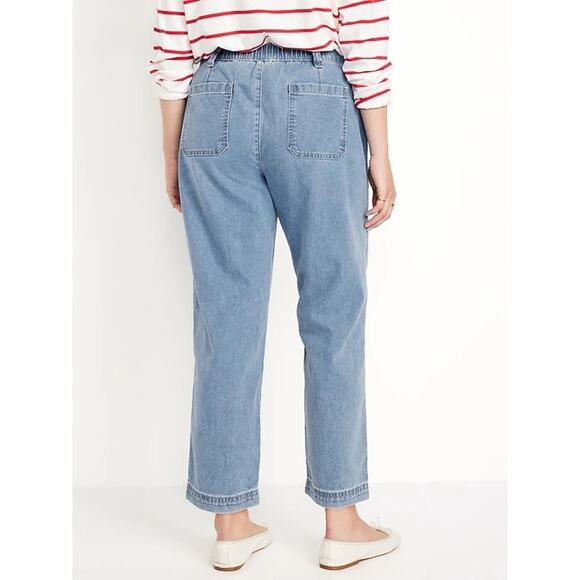 Old Navy OG Chino High Rise Utility Slouchy Ankle Denim Jeans Elastic Waist XL - Picture 9 of 13